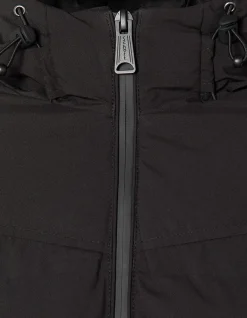 Doudoune noire à capuche sans couture, tissu mat - NOIR