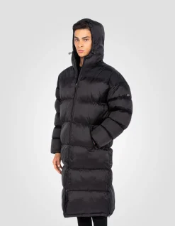 Doudoune noire extra longue à capuche - NOIR