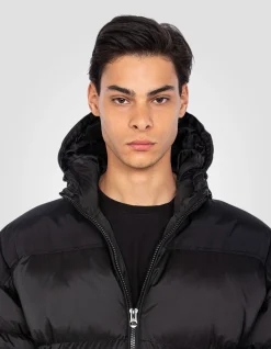Doudoune noire extra longue à capuche - NOIR