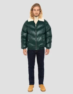 Doudoune rétro streetwear shiny vert forêt - VERT FORÊT