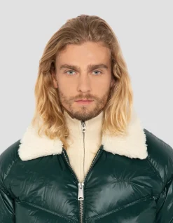 Doudoune rétro streetwear shiny vert forêt - VERT FORÊT