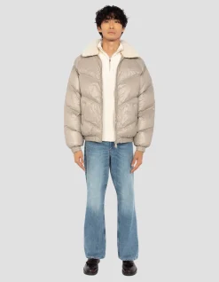Doudoune rétro streetwear shiny beige - BEIGE