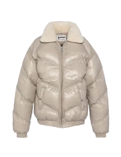 Doudoune rétro streetwear shiny beige - BEIGE