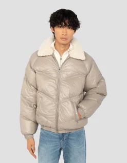 Doudoune rétro streetwear shiny beige - BEIGE