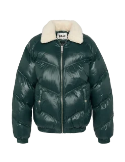 Doudoune rétro streetwear shiny vert forêt - VERT FORÊT