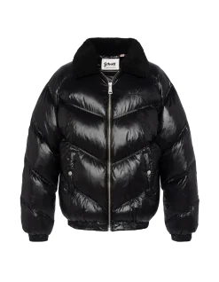 Doudoune rétro streetwear shiny noire - NOIR