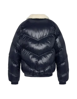 Doudoune rétro streetwear shiny bleu marine - MARINE