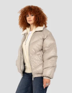 Doudoune rétro streetwear shiny beige - BEIGE