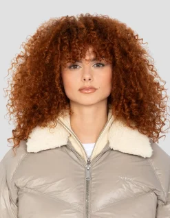 Doudoune rétro streetwear shiny beige - BEIGE
