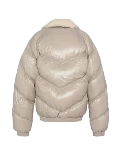 Doudoune rétro streetwear shiny beige - BEIGE