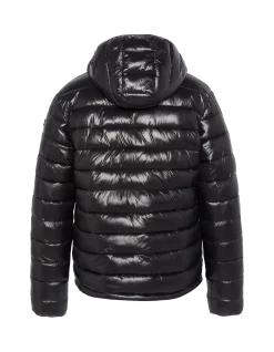 Doudoune shiny noire à capuche enfant - NOIR