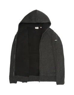 Gilet anthracite à capuche doublé sherpa - ANTHRACITE