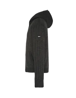 Gilet anthracite à capuche doublé sherpa - ANTHRACITE