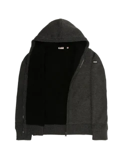 Gilet anthracite à capuche doublé sherpa - ANTHRACITE