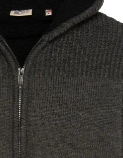 Gilet anthracite à capuche doublé sherpa - ANTHRACITE