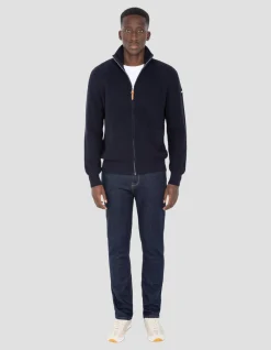 Gilet bleu marine en maille côtelée - MARINE