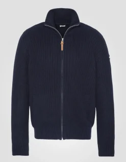Gilet bleu marine en maille côtelée - MARINE
