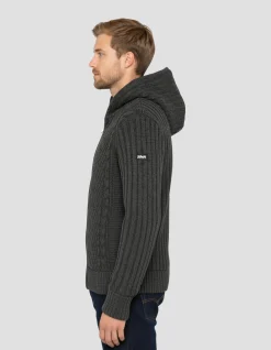 Gilet à capuche anthracite chiné doublé sherpa - ANTHRACITE CHINÉ