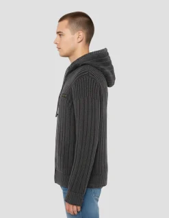 Gilet à capuche anthracite chiné doublé sherpa - ANTHRACITE CHINÉ