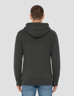 Gilet à capuche anthracite chiné doublé sherpa - ANTHRACITE CHINÉ