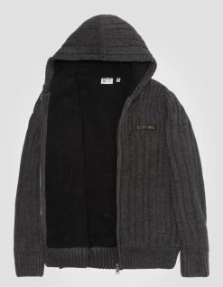 Gilet à capuche anthracite chiné doublé sherpa - ANTHRACITE CHINÉ