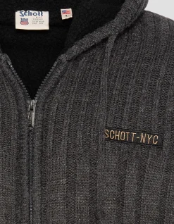 Gilet à capuche anthracite chiné doublé sherpa - ANTHRACITE CHINÉ