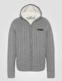 Gilet à capuche gris chiné doublé sherpa - GRIS CHINÉ