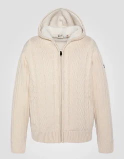 Gilet à capuche ivoire doublé sherpa - IVOIRE