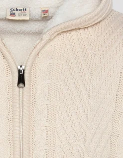 Gilet à capuche ivoire doublé sherpa - IVOIRE