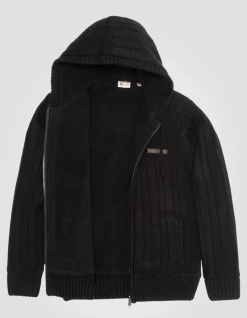 Gilet à capuche noir doublé sherpa - NOIR