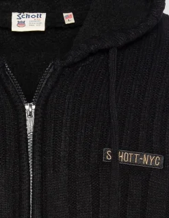 Gilet à capuche noir doublé sherpa - NOIR