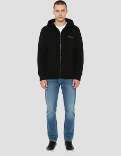 Gilet à capuche noir doublé sherpa - NOIR