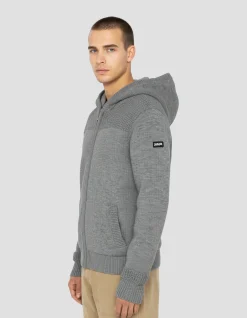 Gilet gris chiné à capuche doublé sherpa - GRIS CHINÉ