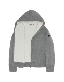 Gilet gris chiné à capuche doublé sherpa - GRIS CHINÉ