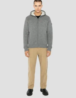 Gilet gris chiné à capuche doublé sherpa - GRIS CHINÉ