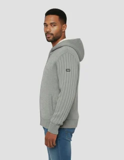 Gilet gris chiné à capuche doublé sherpa - GRIS CHINÉ
