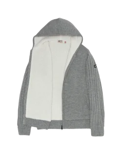 Gilet gris chiné à capuche doublé sherpa - GRIS CHINÉ