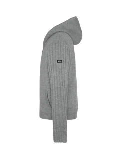 Gilet gris chiné à capuche doublé sherpa - GRIS CHINÉ
