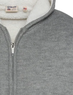 Gilet gris chiné à capuche doublé sherpa - GRIS CHINÉ
