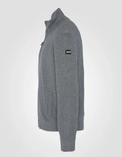 Gilet gris en maille côtelée - GRIS
