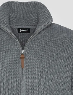 Gilet gris en maille côtelée - GRIS