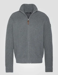 Gilet gris en maille côtelée - GRIS