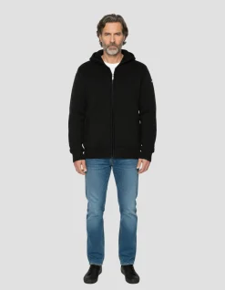 Gilet noir à capuche doublé sherpa - NOIR