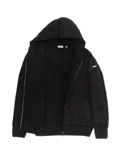 Gilet noir à capuche doublé sherpa - NOIR