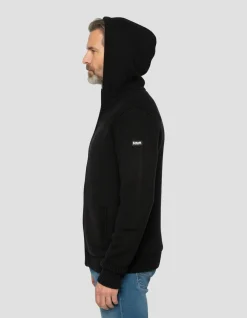 Gilet noir à capuche doublé sherpa - NOIR