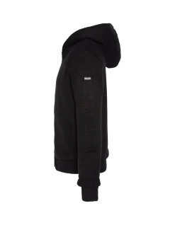 Gilet noir à capuche doublé sherpa - NOIR