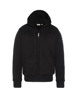 Gilet noir à capuche doublé sherpa - NOIR
