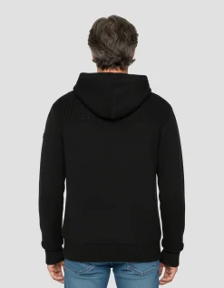 Gilet noir à capuche doublé sherpa - NOIR