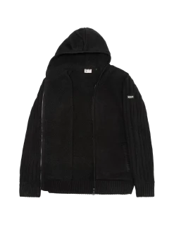 Gilet noir à capuche doublé sherpa - NOIR