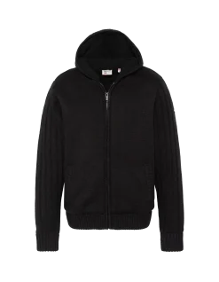 Gilet noir à capuche doublé sherpa - NOIR